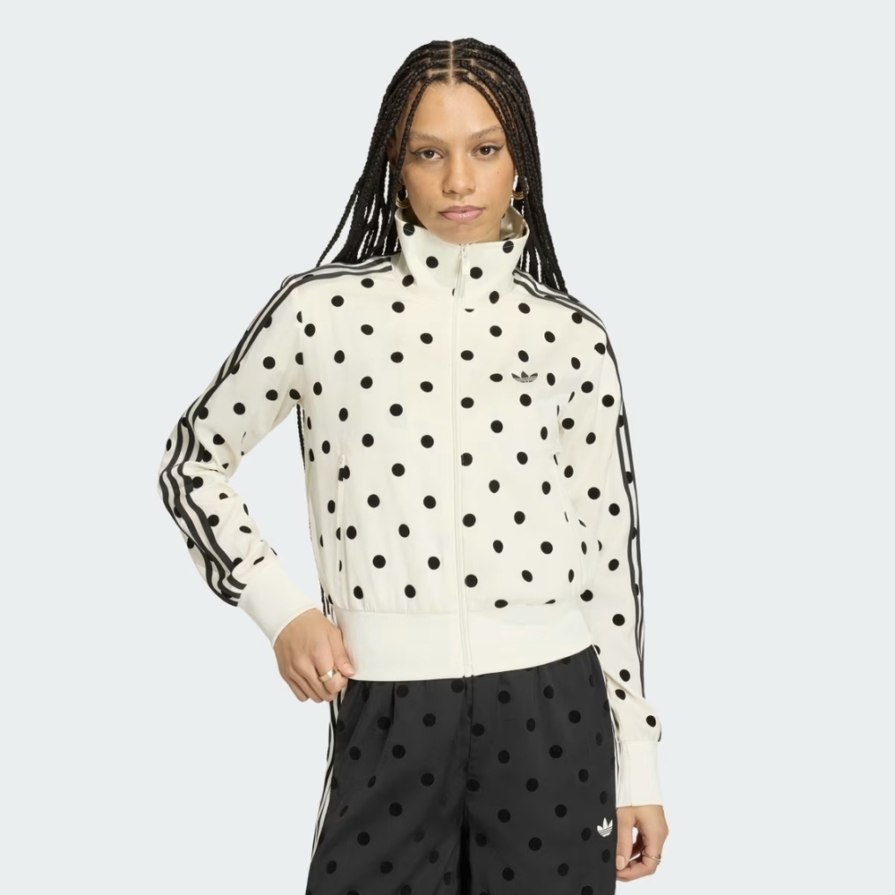 adidas White and Black Polka Dot Track Jacket